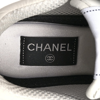 Chanel Calfskin Mesh Lycra Suede Womens Logo Sneakers 39 White 6 of 12