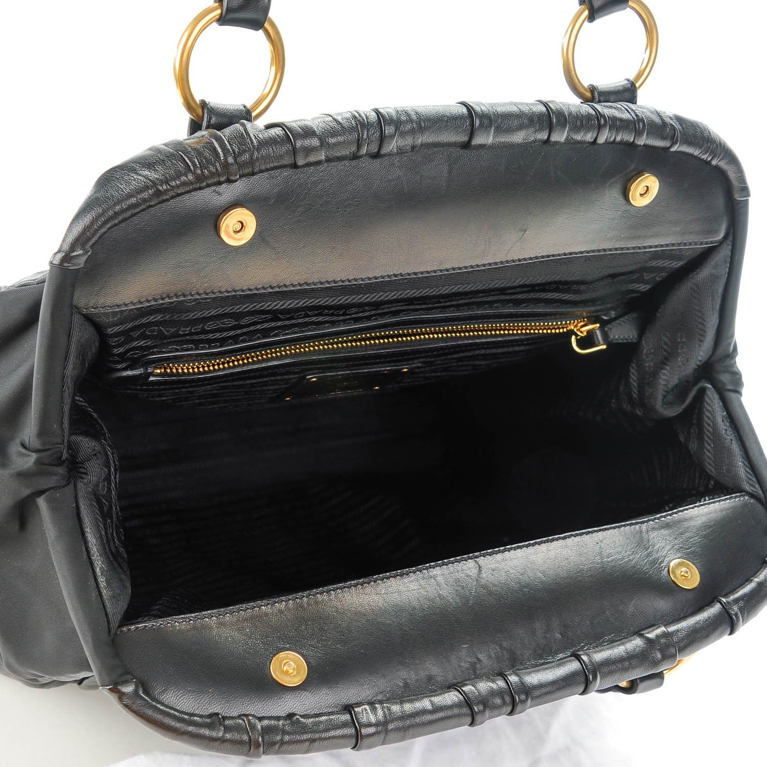 Prada Tessuto Nylon Nappa Gaufre Shoulder Bag Nero Black 5 of 8