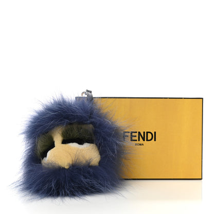 Fendi Fox Mink Rabbit Fur Vitello Flamingo Kooky Monster Bag Bug Charm Cassis Black Multicolor 5 of 5