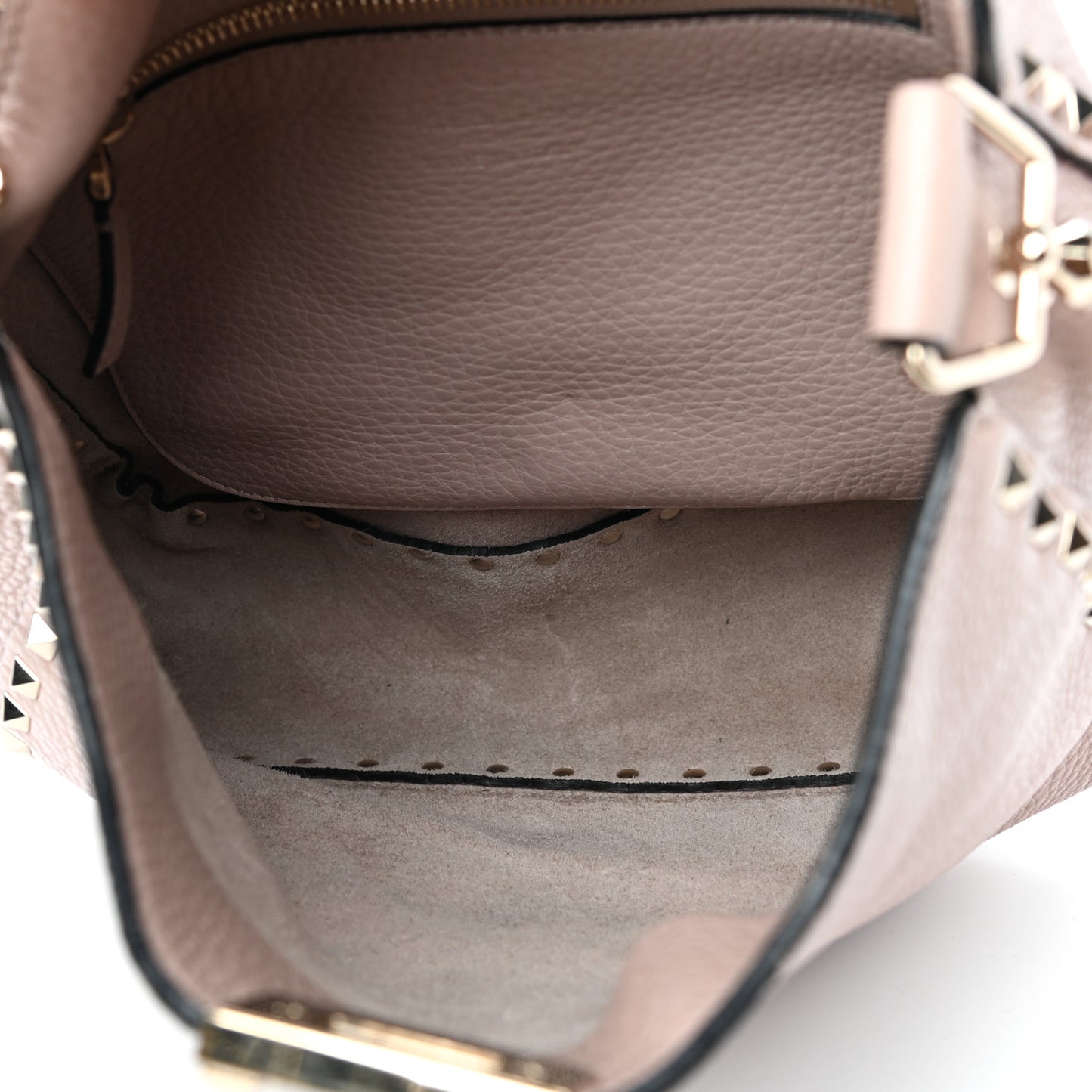 Pebbled Calfskin Small Rockstud Flip-Lock Messenger Bag Poudre