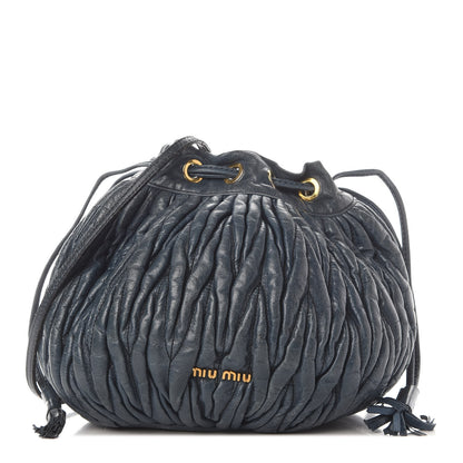 Miu Miu Nappa Matelasse Small Bucket Bag Denim 1 of 12