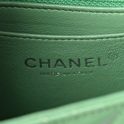 Chanel Patent Calfskin Chevron Quilted Mini Rectangular Flap Green 6 of 10