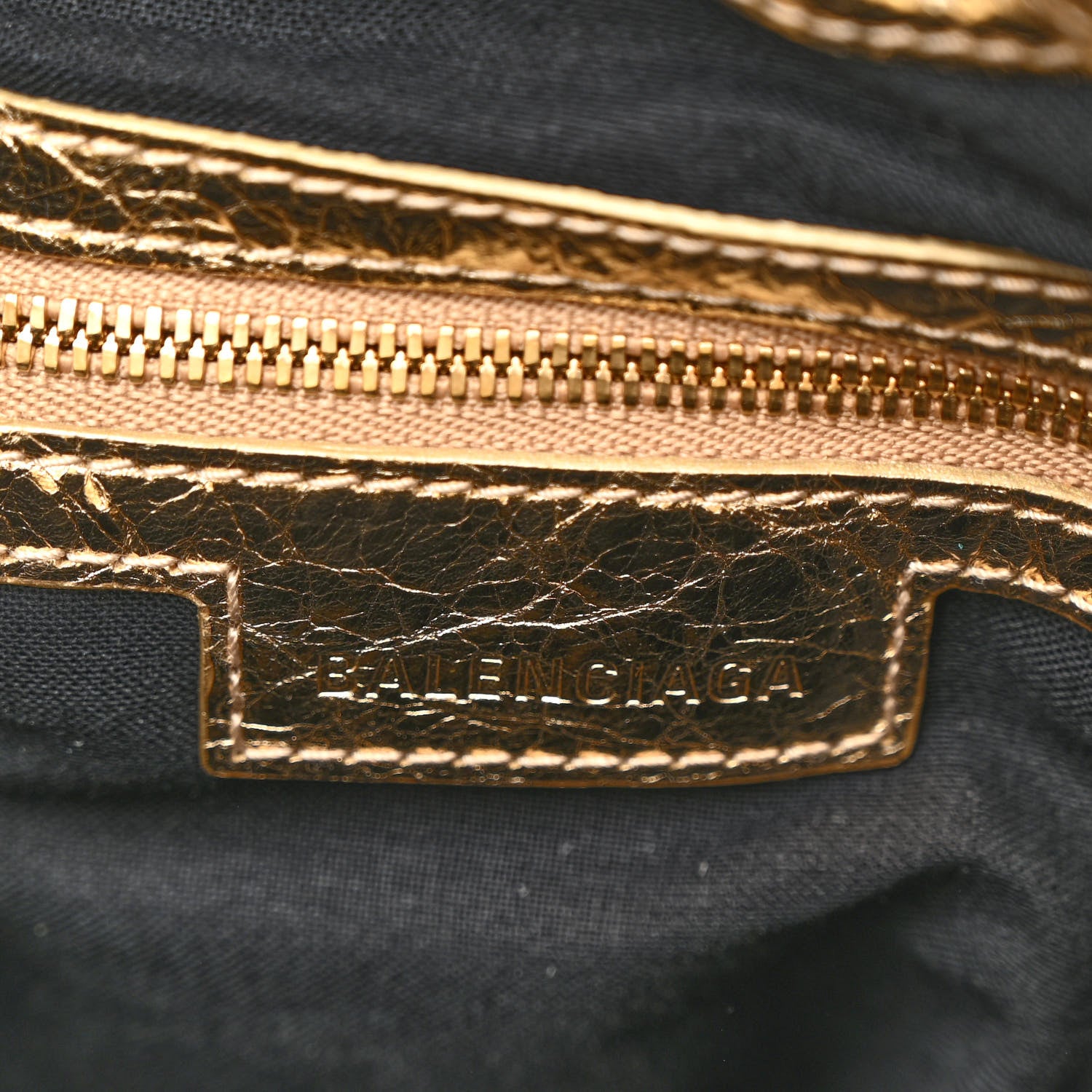 Balenciaga Metallic Agneau Arena Crystal Le Cagole Bucket Bag XS Light Gold 6 of 10
