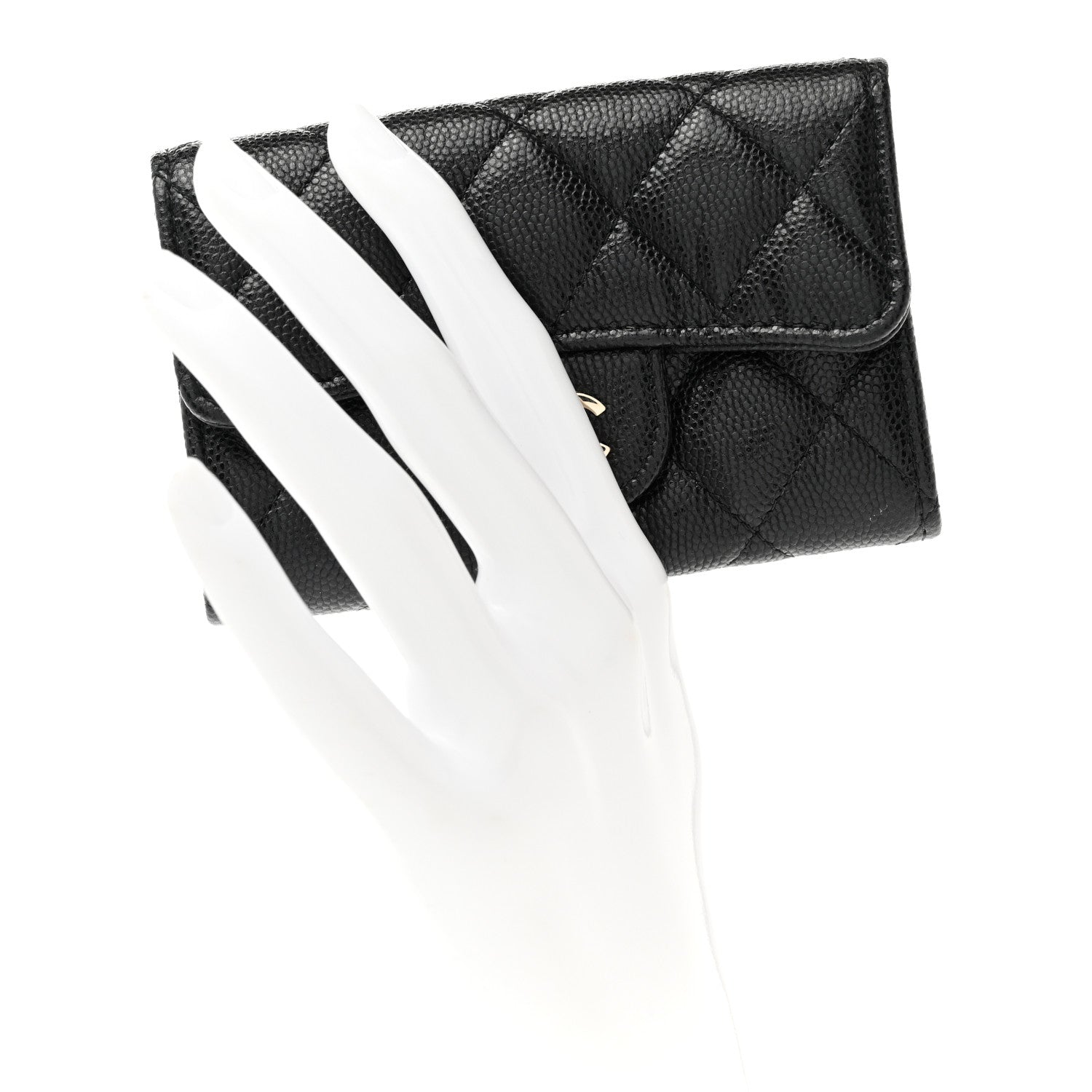 Chanel Caviar Quilted Flap Card Holder Wallet Black 2 of 9
