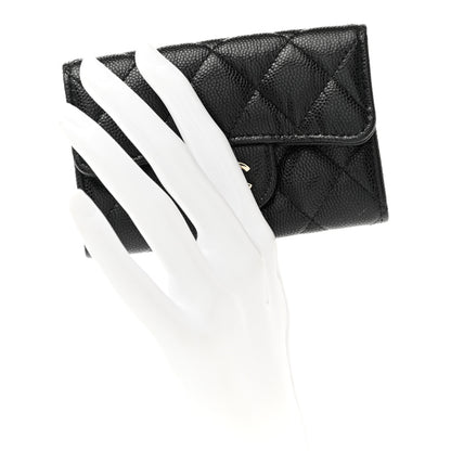 Chanel Caviar Quilted Flap Card Holder Wallet Black 2 of 9