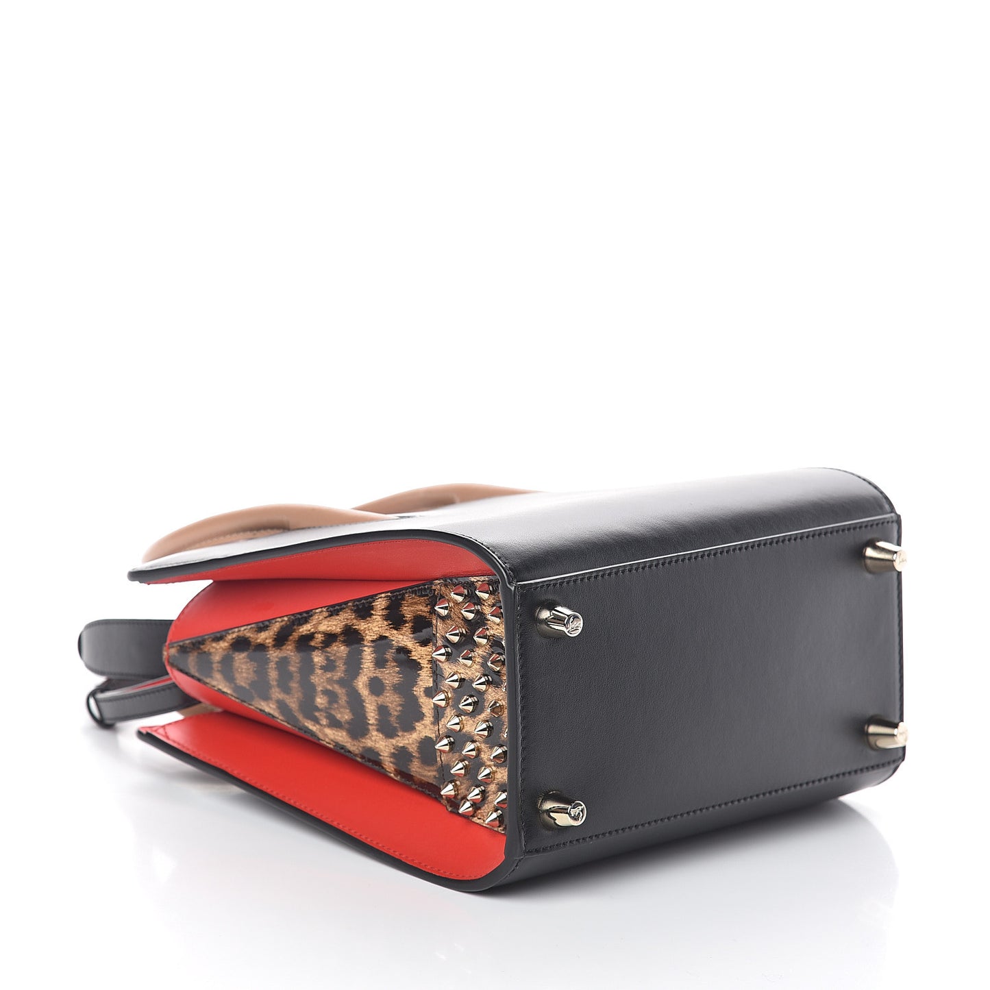 Calfskin Patent Leopard Studded Small Paloma Black