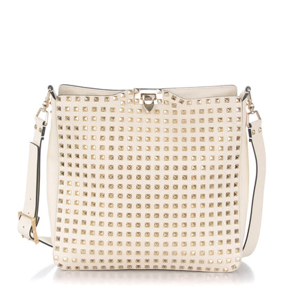 Valentino Garavani Vitello Large Rockstud All Over Flip-Lock Messenger Bag Light Ivory 1 of 8