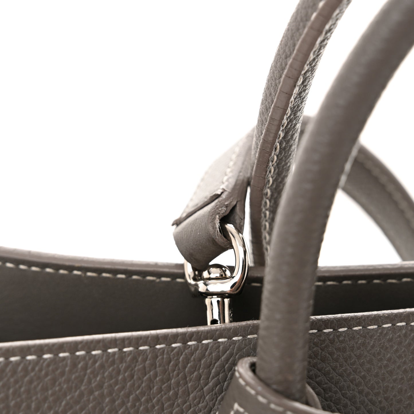 Grained Calfskin Topstich Baby Sac De Jour Grey