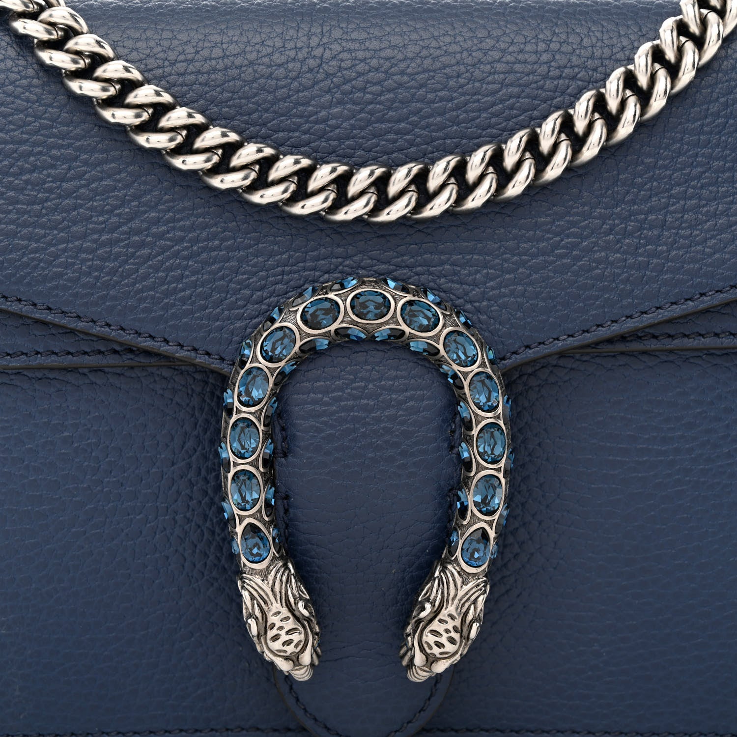 Gucci Dollar Calfskin Crystal Small Dionysus Shoulder Bag Blue Agata Montana Sapphire 8 of 12