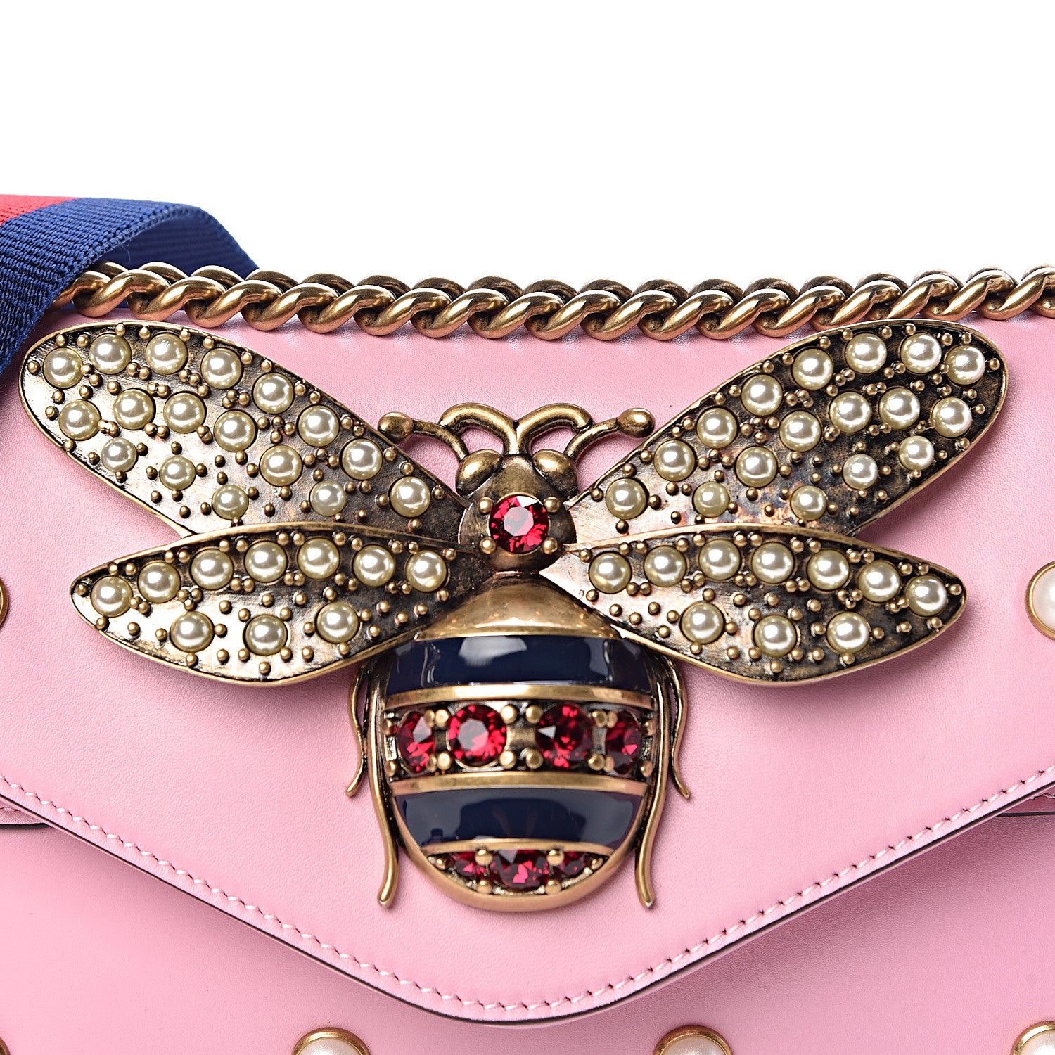 Gucci Nappa Pearl Studded Mini Queen Margaret Broadway Shoulder Bag Sugar Pink 11 of 13