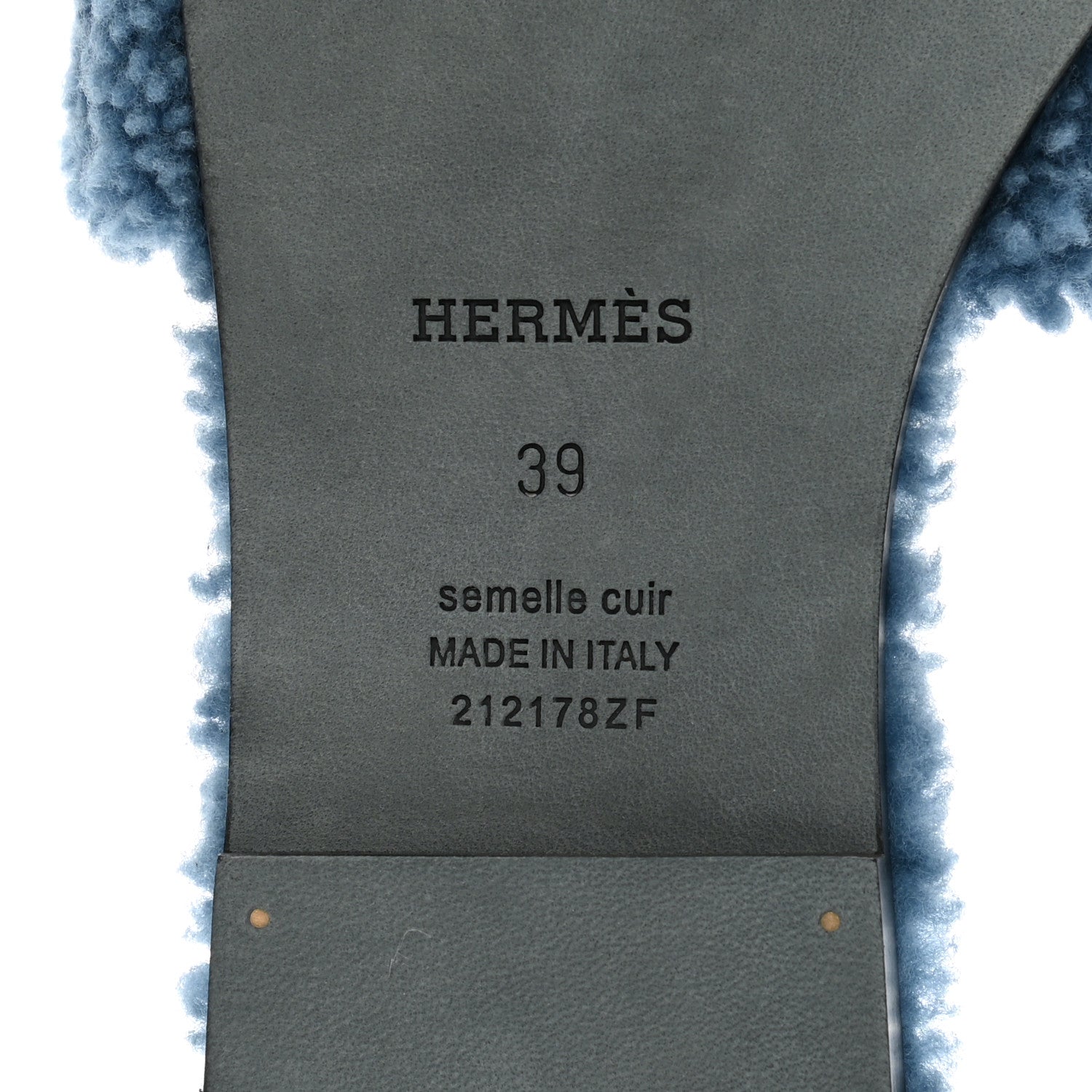 Hermes Woolskin Oran Sandals 39 Bleu 6 of 8