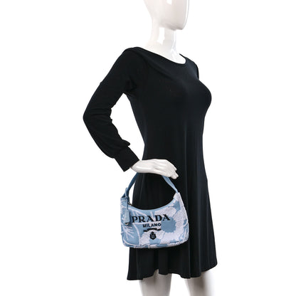 Prada Nylon Embroidered Drill Mini Re-Edition 2000 Bag Sky Blue White 2 of 8