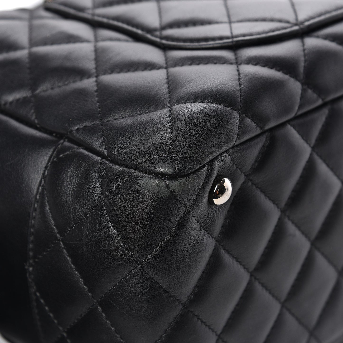 Calfskin Quilted Large Cambon Bowler Black