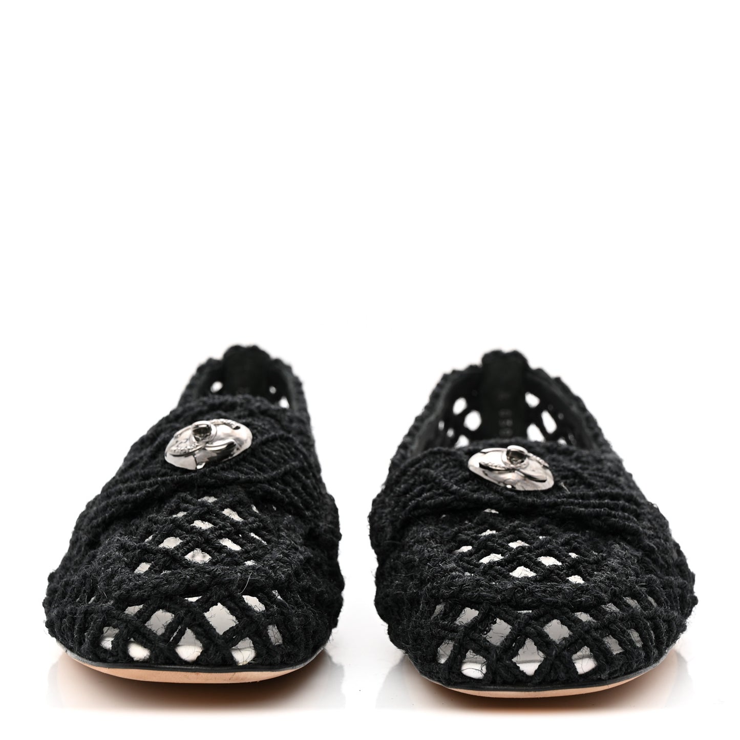 Cord Braided CC Mocassin Loafers 38.5 Black