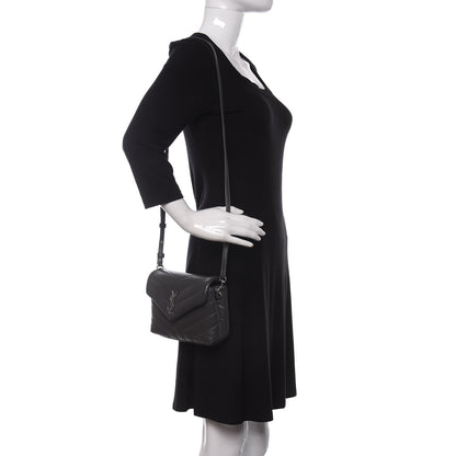 Saint Laurent Calfskin Y Quilted Monogram Toy Loulou Crossbody Bag Storm 2 of 14