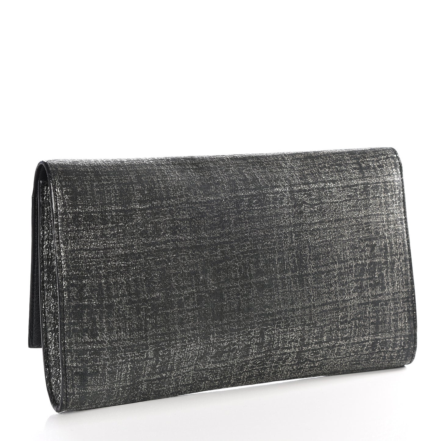 Metallic Textured Large Belle De Jour Clutch Dark Silver