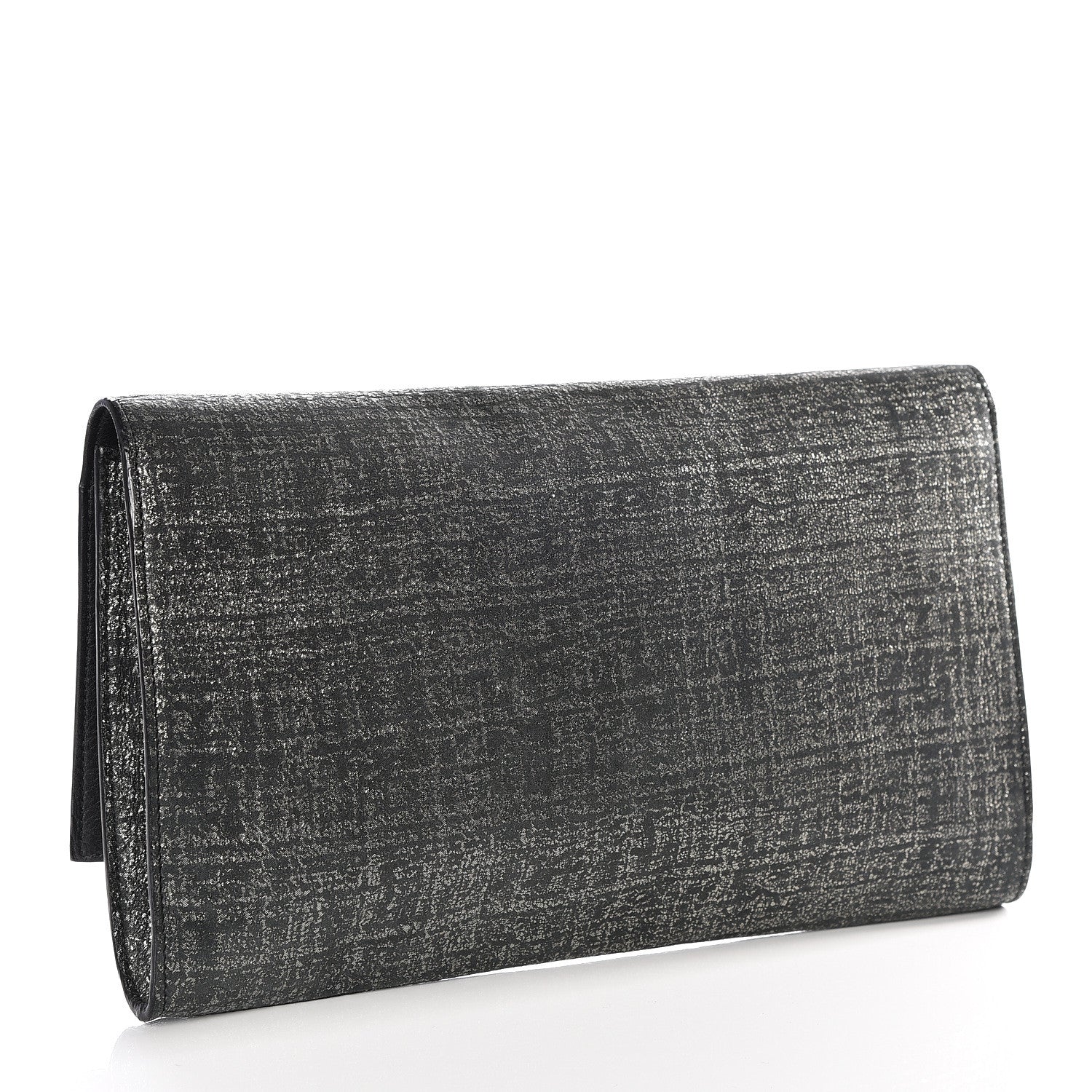 Saint Laurent Metallic Textured Large Belle De Jour Clutch Dark Silver 2 of 8