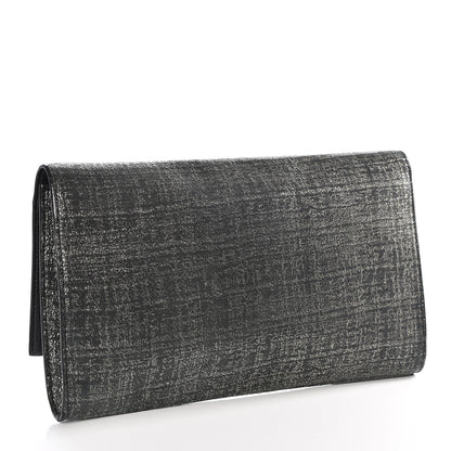 Saint Laurent Metallic Textured Large Belle De Jour Clutch Dark Silver 2 of 8