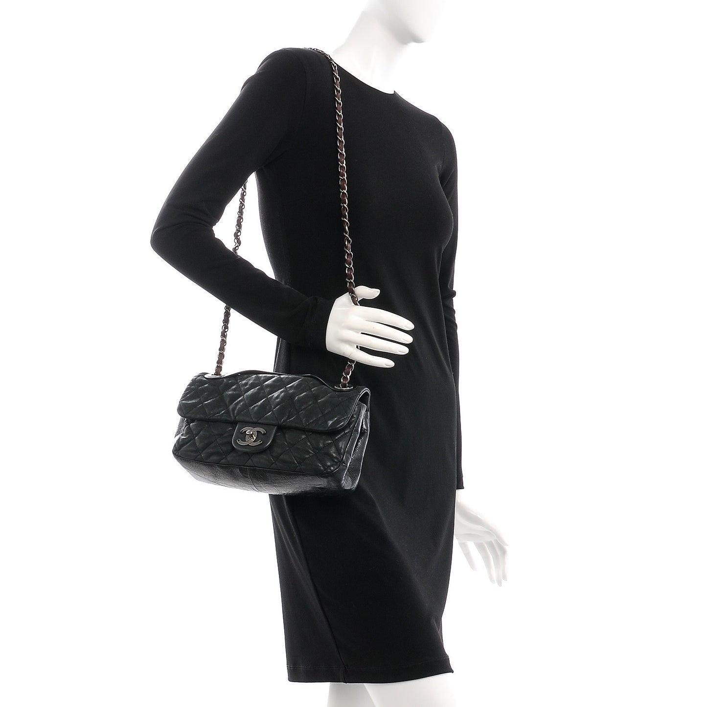 Iridescent Calfskin Medium In The Mix Flap Black