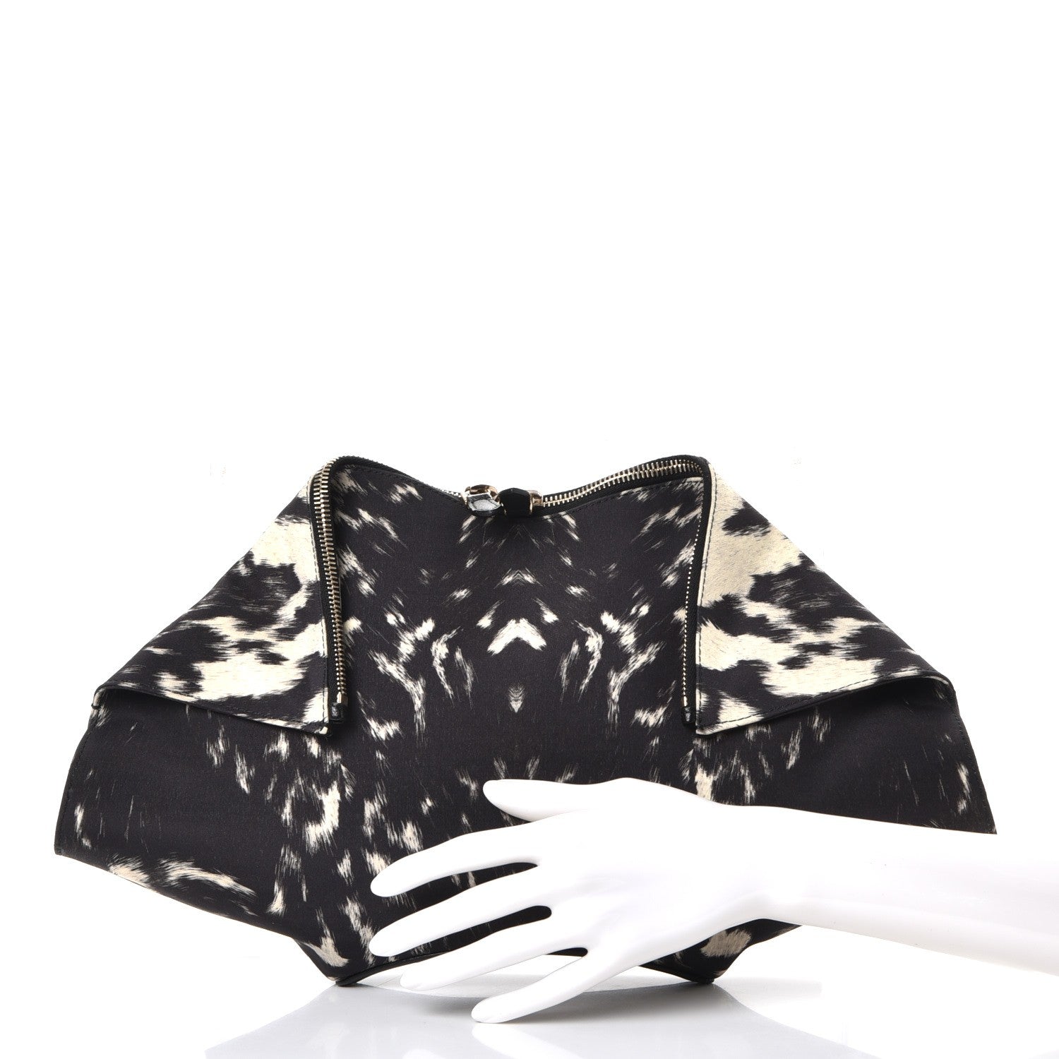 Alexander McQueen Silk Pony Print De Manta Clutch Black 2 of 7