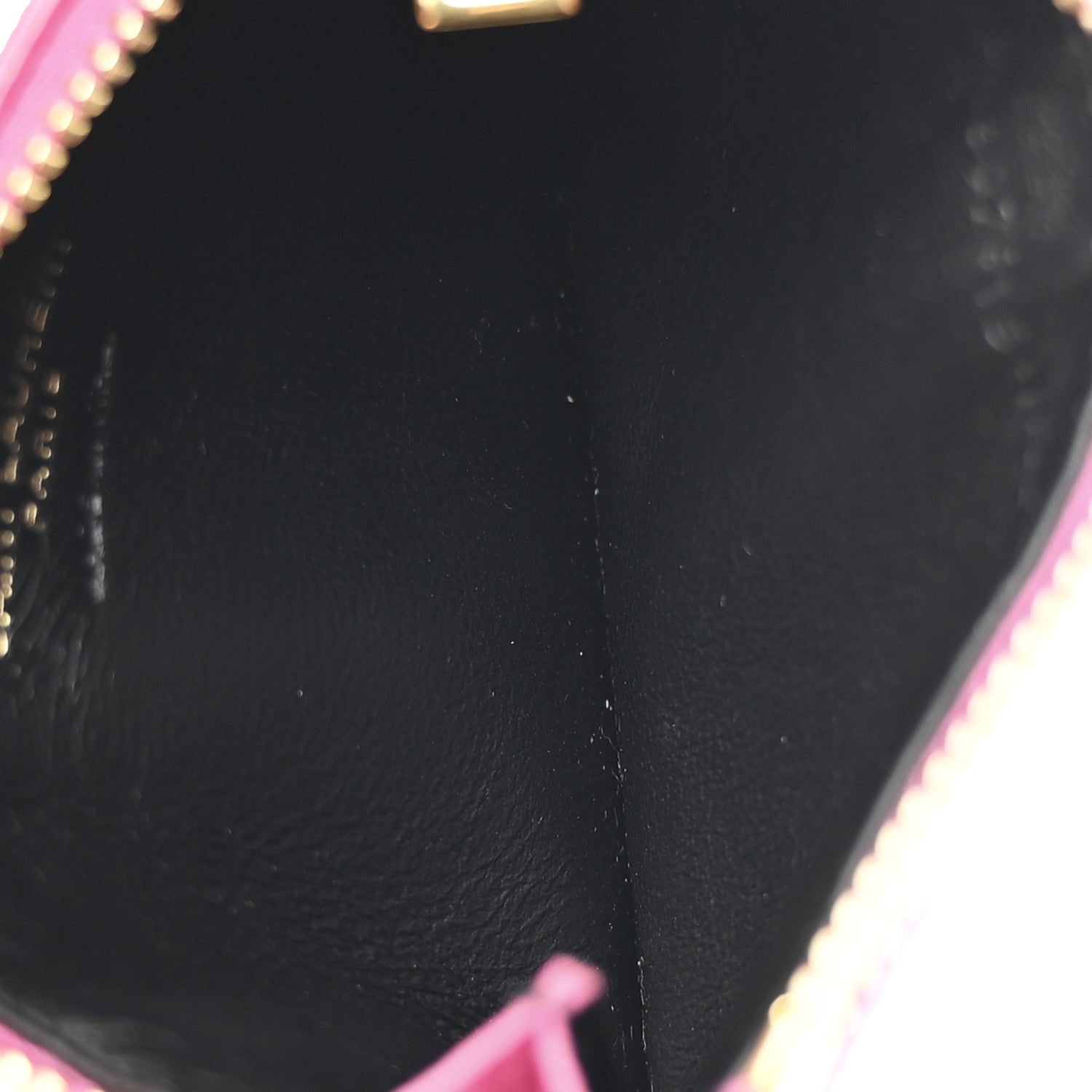 Saint Laurent Grain De Poudre Matelasse Chevron Monogram Fragments Zippered Card Case Fresh Fuxia 5 of 8