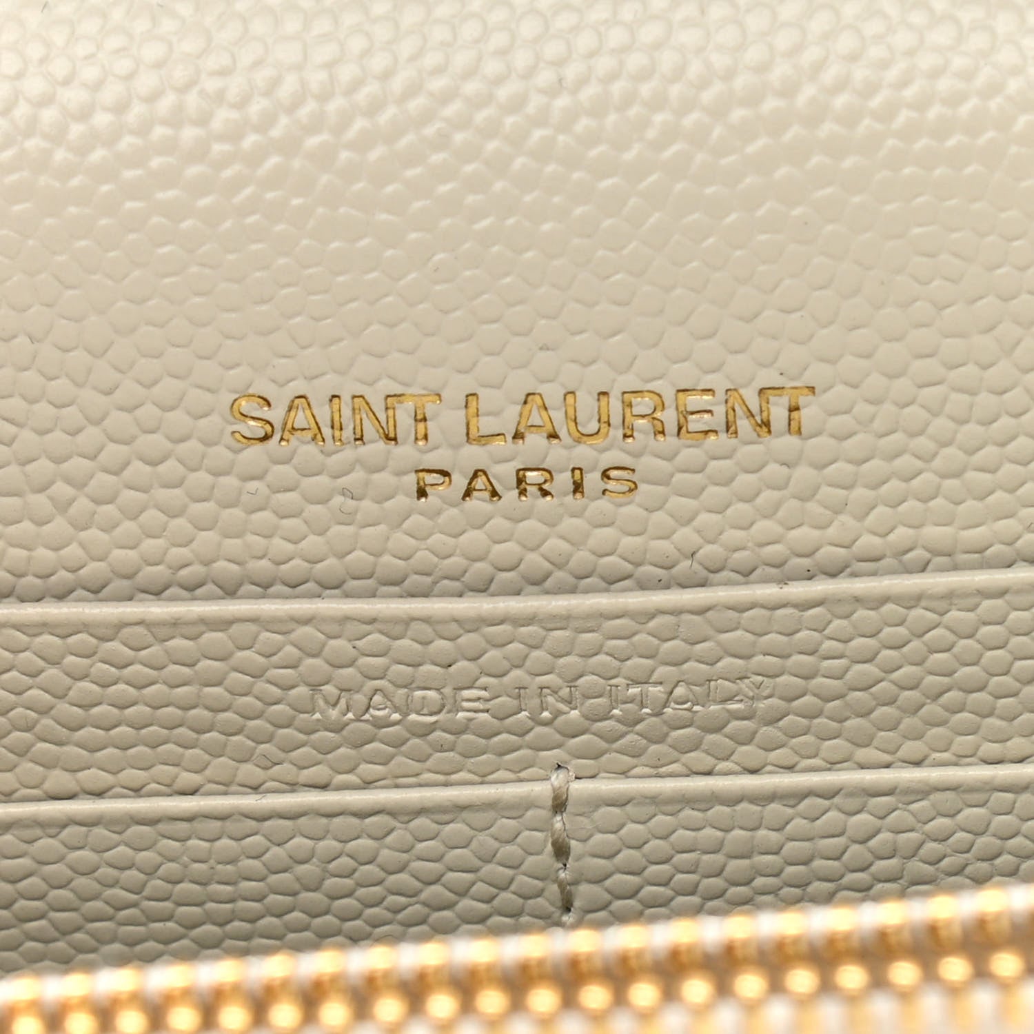 Saint Laurent Grain De Poudre Matelasse Chevron Monogram Envelope Chain Wallet Crema Soft 6 of 11