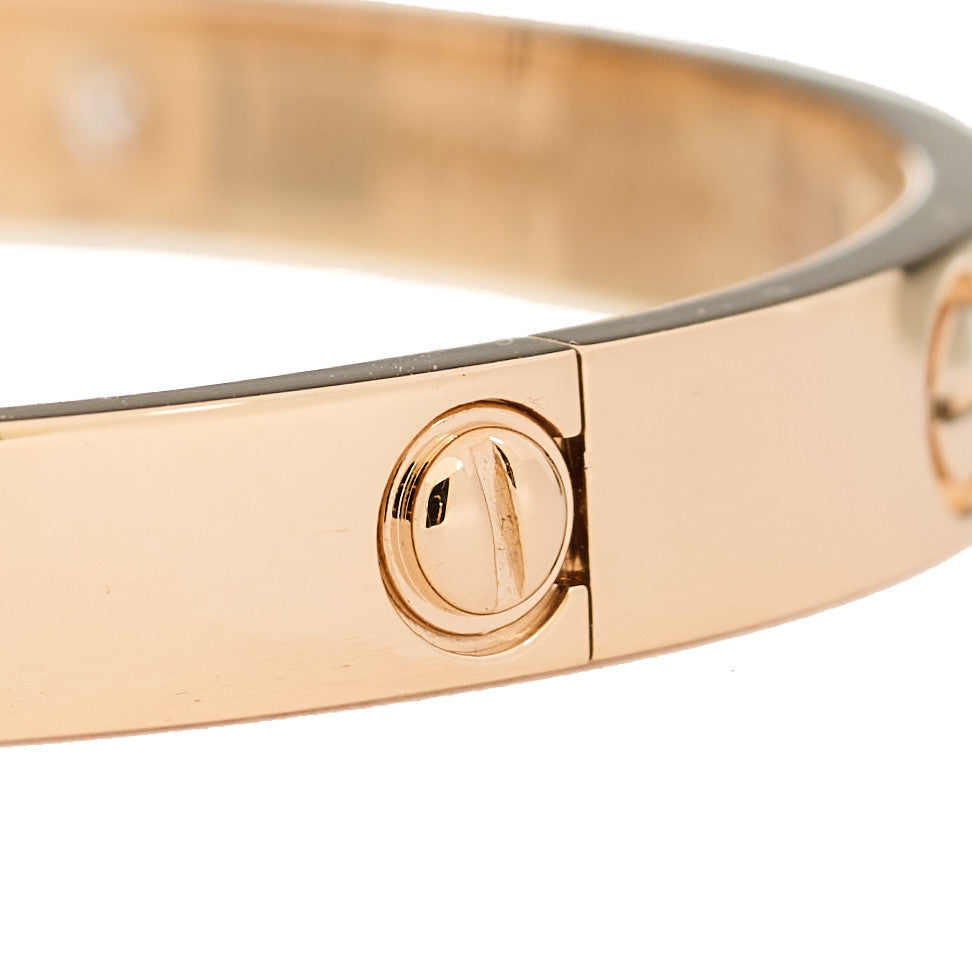 Cartier 18K Pink Gold 4 Diamond LOVE Bracelet 17 6 of 8