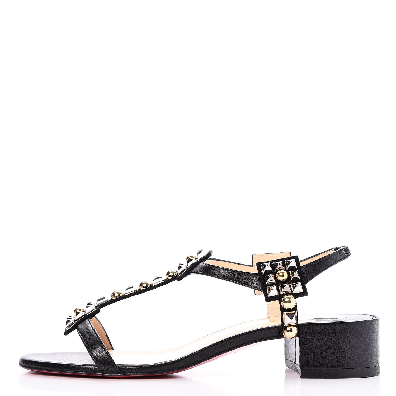 Christian Louboutin Nappa Kaleidra 25 T-Strap Sandals 38.5 Black 1 of 8