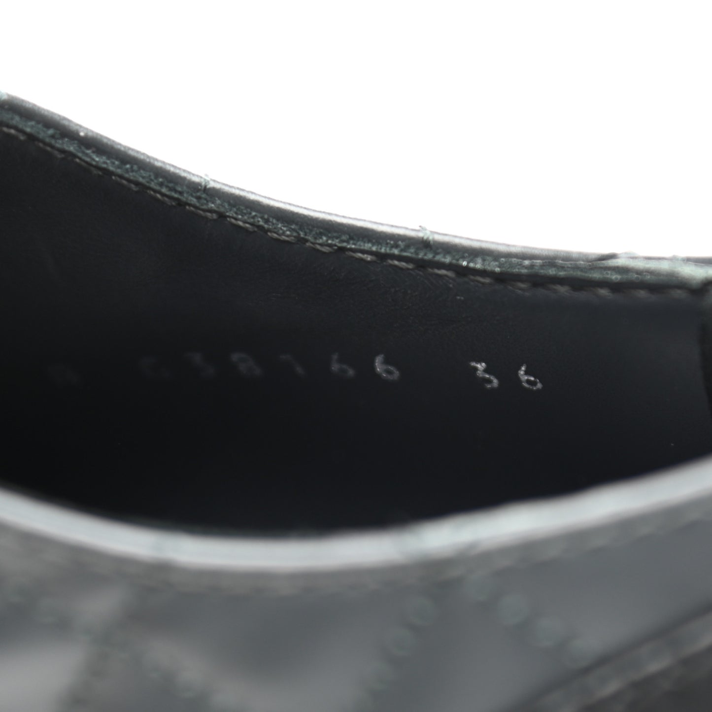 Calfskin Quilted Logo Lace Up Loafers 36 Black Grey