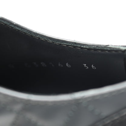 Chanel Calfskin Quilted Logo Lace Up Loafers 36 Black Grey 8 of 8