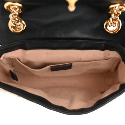 Gucci Monogram Matelasse Diagonal Mini GG Marmont Shoulder Bag Beige Black 5 of 11
