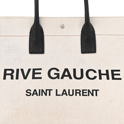 Saint Laurent Linen Calfskin Rive Gauche Tote Optic White 8 of 16