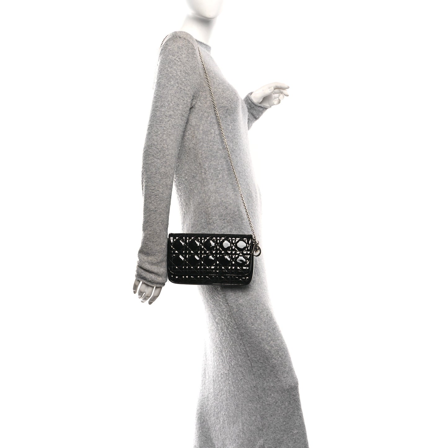 Patent Cannage Wallet on Chain Pouch Black