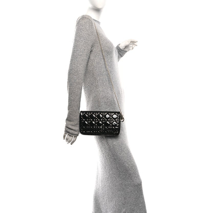Christian Dior Patent Cannage Wallet on Chain Pouch Black 2 of 9