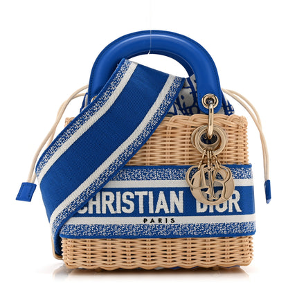 Christian Dior Wicker Oblique Mini Lady Dior Bag Florescent Blue 1 of 10