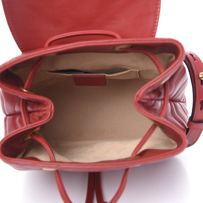 Gucci Calfskin Matelasse GG Marmont Flap Backpack Hibiscus Red 4 of 9