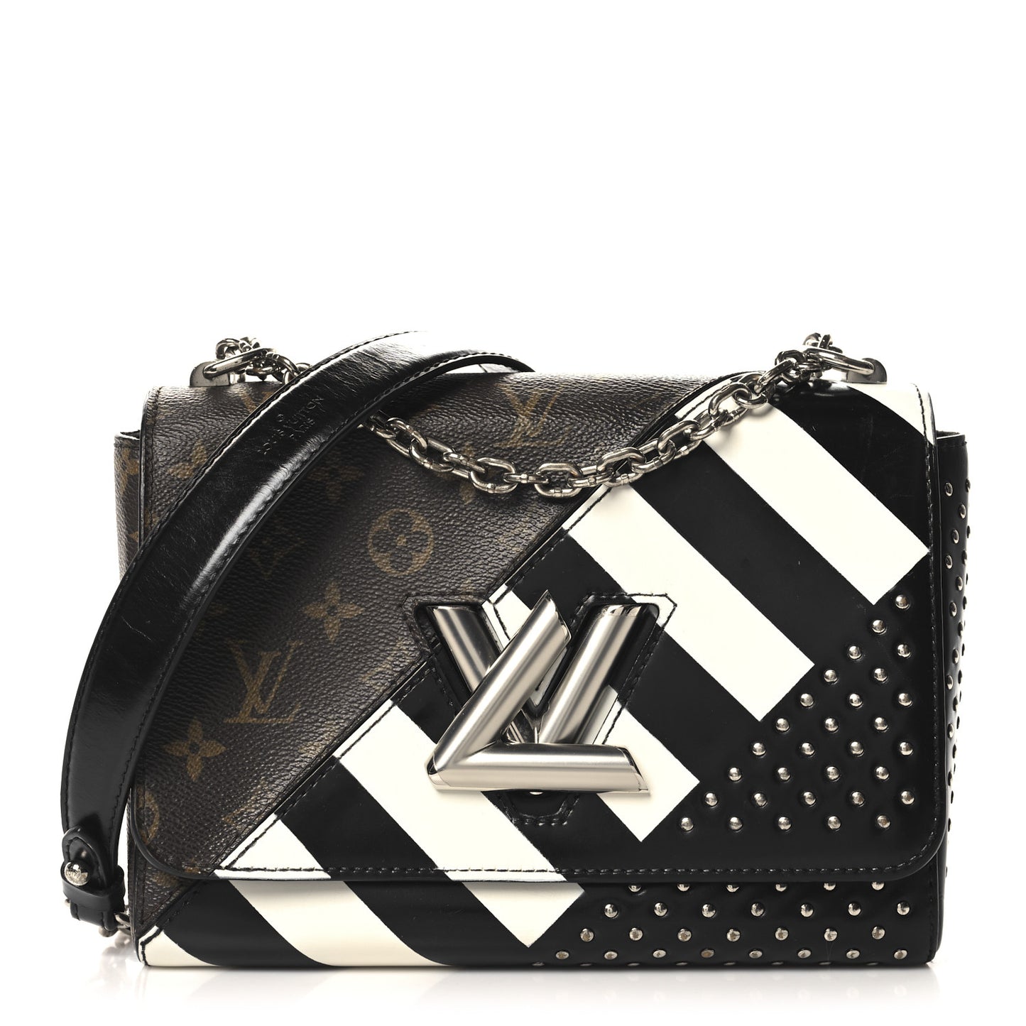 Calfskin Monogram Studded Twist Shoulder Bag MM