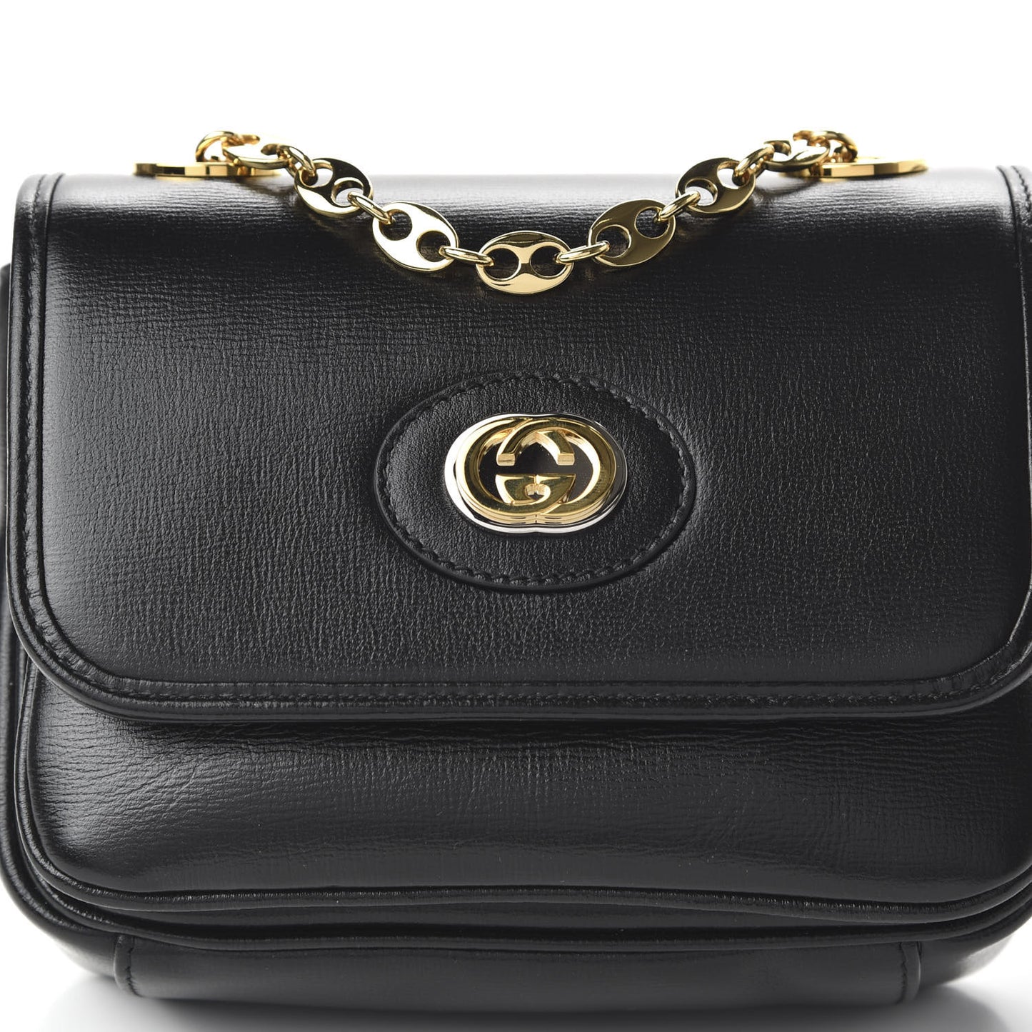 Azalea Calfskin Mini Marina Chain Shoulder Bag Black