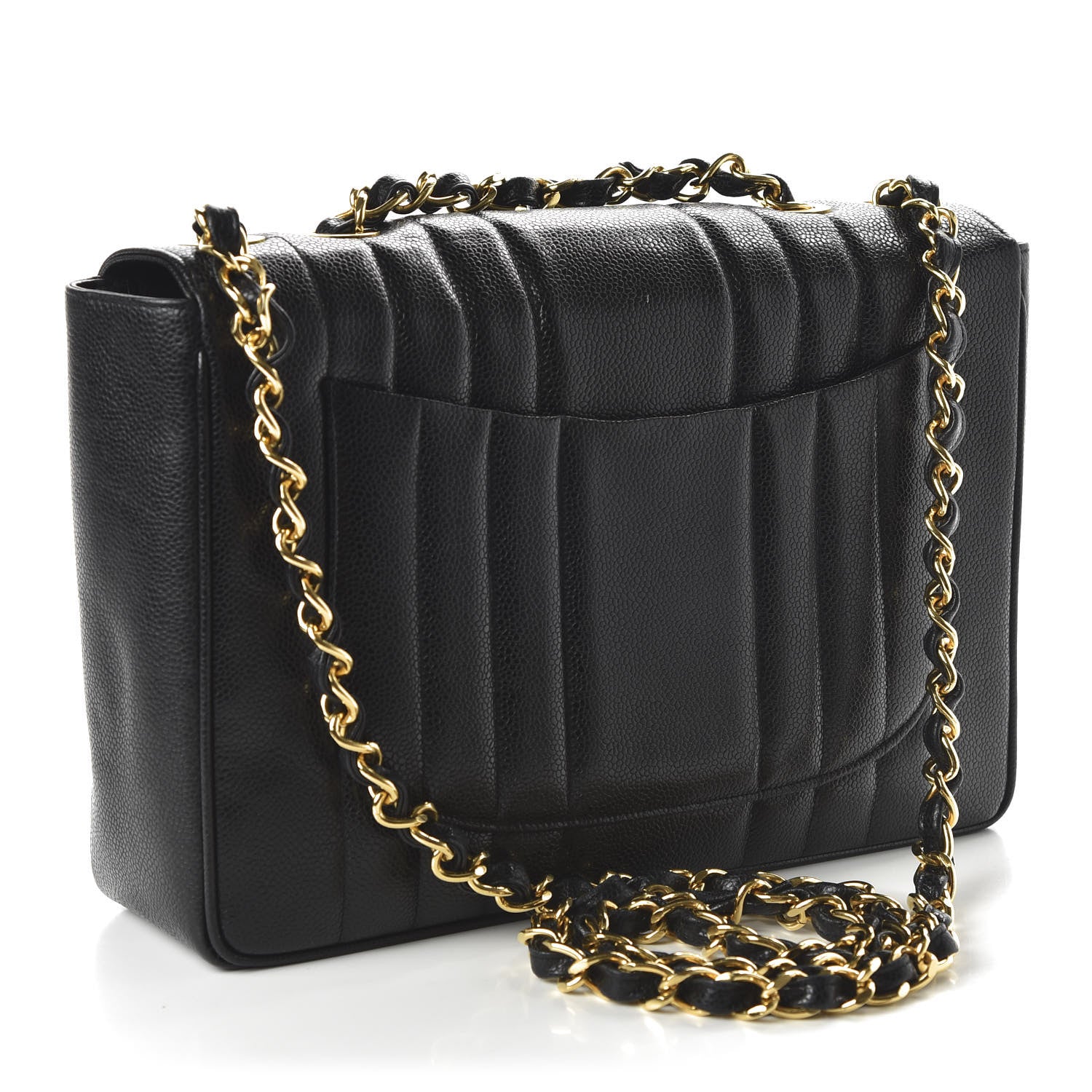 Chanel Caviar Vertical Quilted Single Flap Black 3 of 11