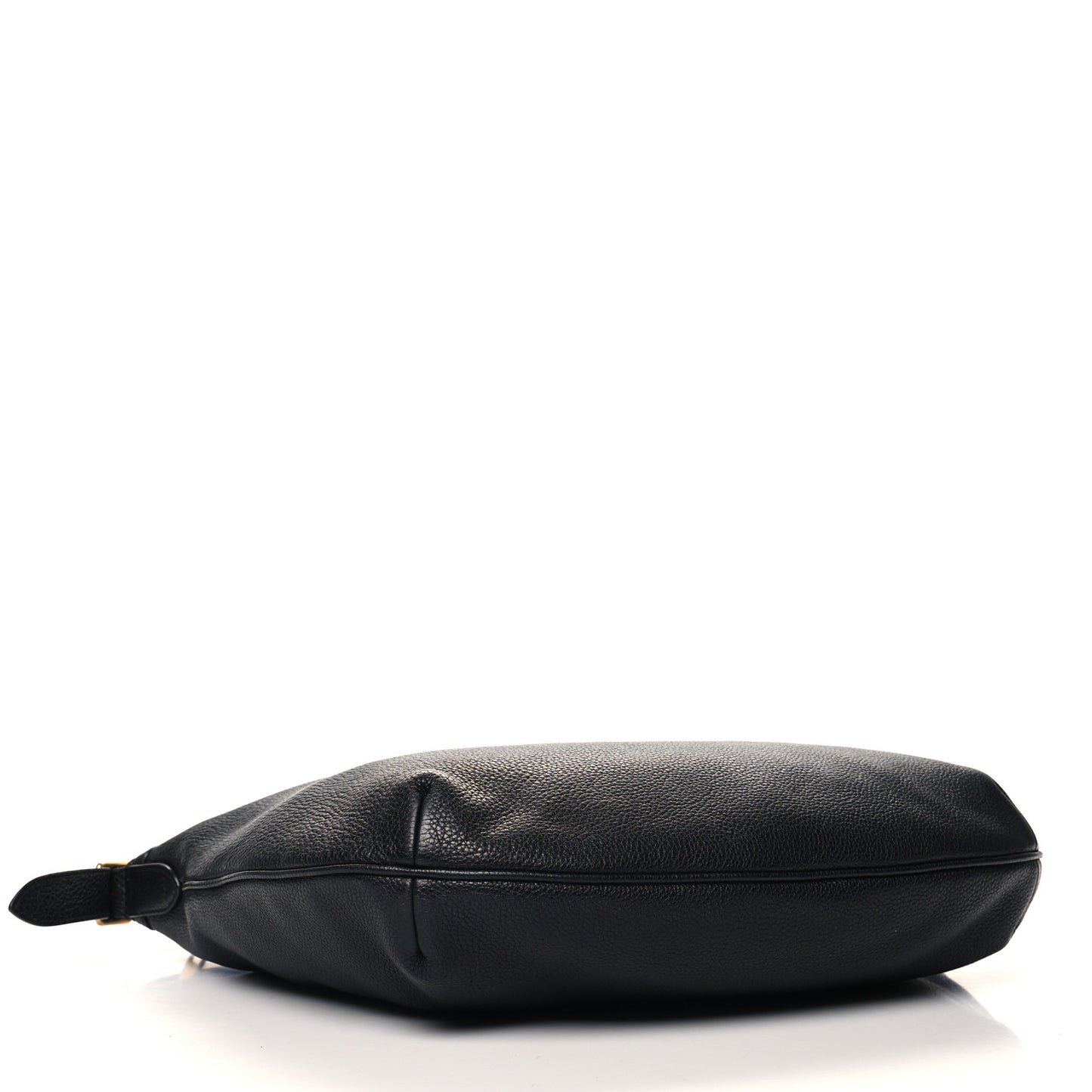 Grained Calfskin Logo Half Moon Hobo Black