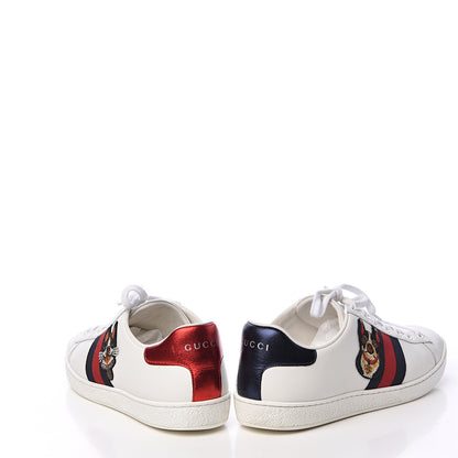 Gucci Calfskin Web Bosco Embroidered Ace Sneakers 38.5 White Green 6 of 18