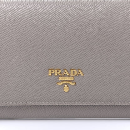 Prada Saffiano Metal Oro Chain Wallet Argilla 8 of 9