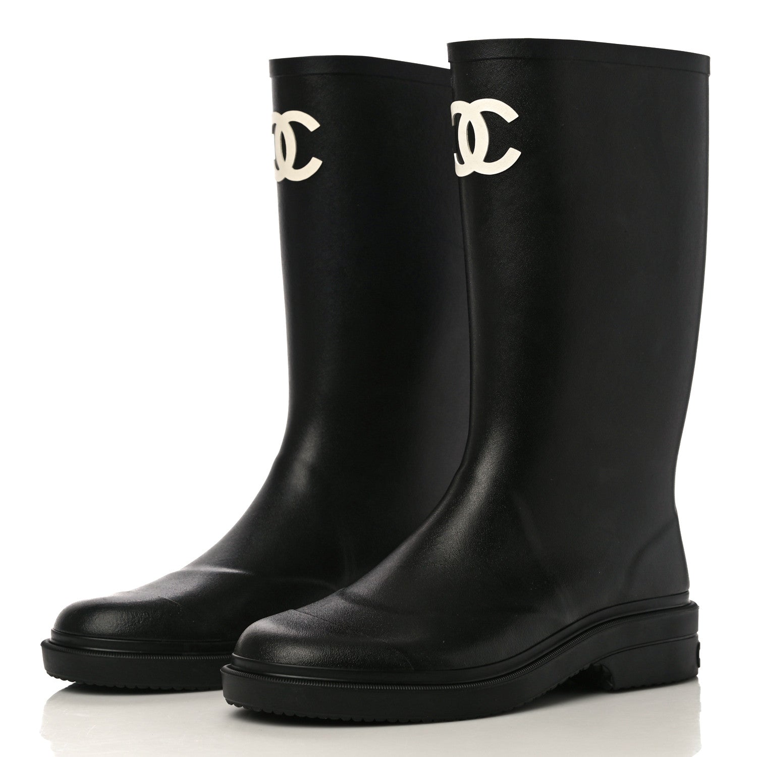 Chanel Caoutchouk CC High Boots 39 Black 5 of 10