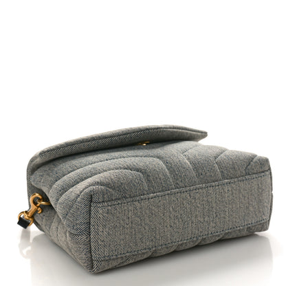 Saint Laurent Denim Y Quilted Monogram Toy Loulou Crossbody Bag Grey 4 of 8