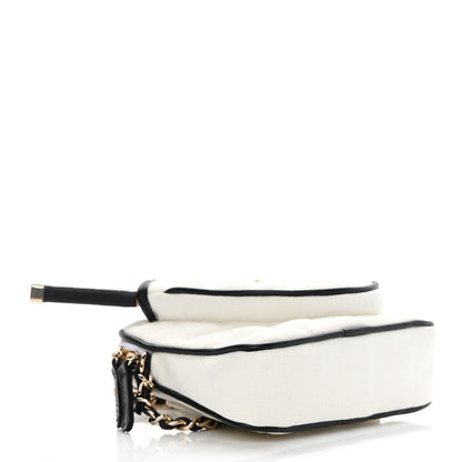 Chanel Canvas Calfskin Tennis Racket Mini Bag White Black 5 of 12
