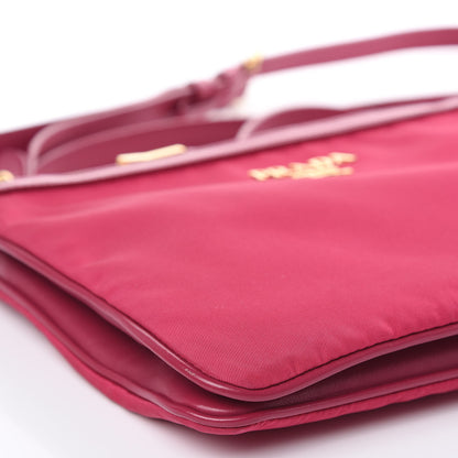 Prada Tessuto Nylon Soft Calf Double Zip Crossbody Bag Ibisco 8 of 11