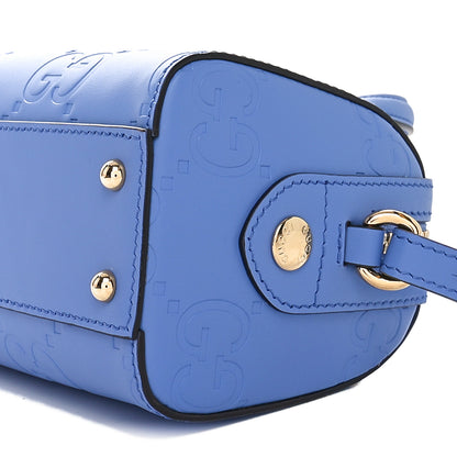Gucci Calfskin Jumbo GG Embossed Super Mini Top Handle Bowler Bag Blue 9 of 9