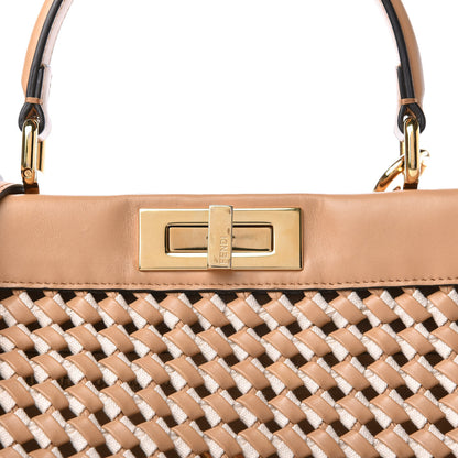 Fendi Nappa Woven Medium Peekaboo Iconic Satchel Beige 9 of 9