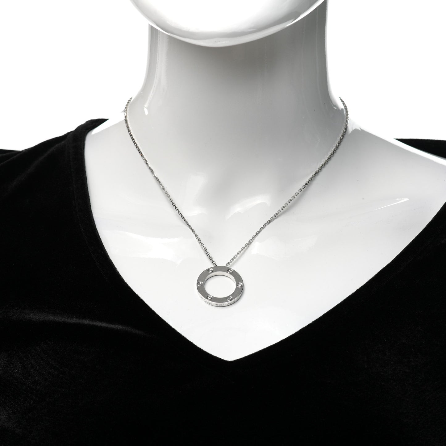 18K White Gold 3 Diamonds LOVE Pendant Necklace