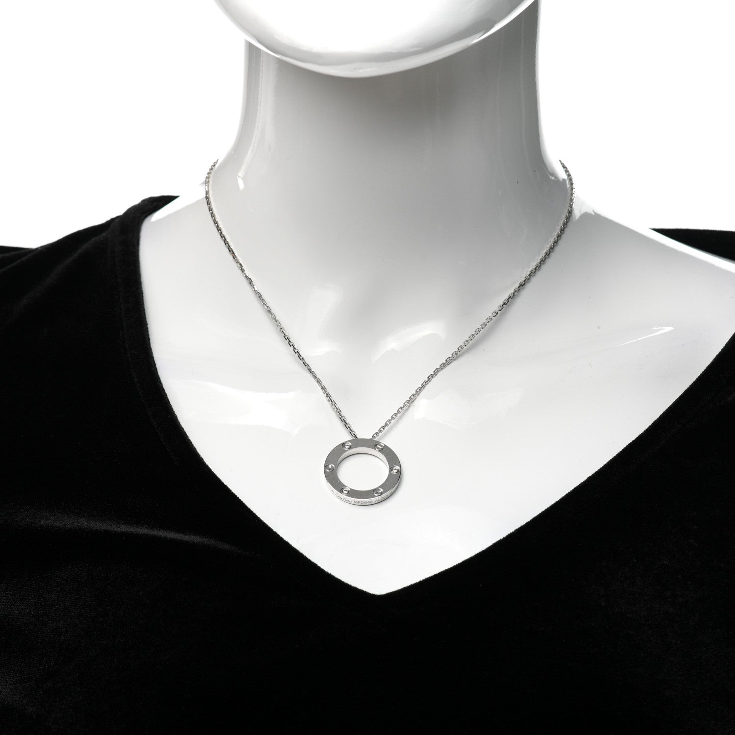 Cartier 18K White Gold 3 Diamonds LOVE Pendant Necklace 2 of 6
